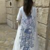 White abaya with hair in beautiful Arabic calligraphy - Image 3
