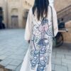 White abaya with hair in beautiful Arabic calligraphy - Image 4